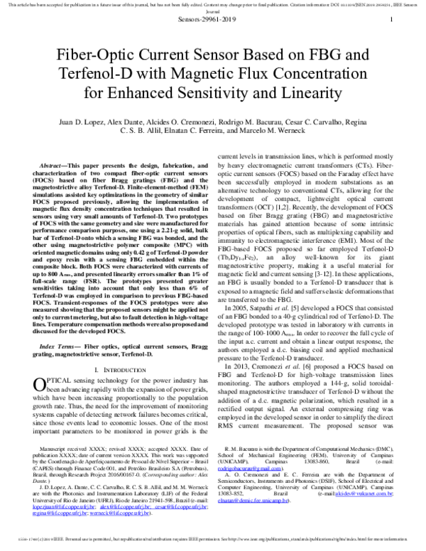 (PDF) Fiber-Optic Current Sensor Based on FBG and Terfenol-D With ...
