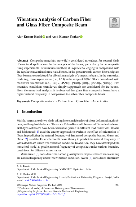 (PDF) Vibration Analysis of Carbon Fiber and Glass Fiber Composite Beam