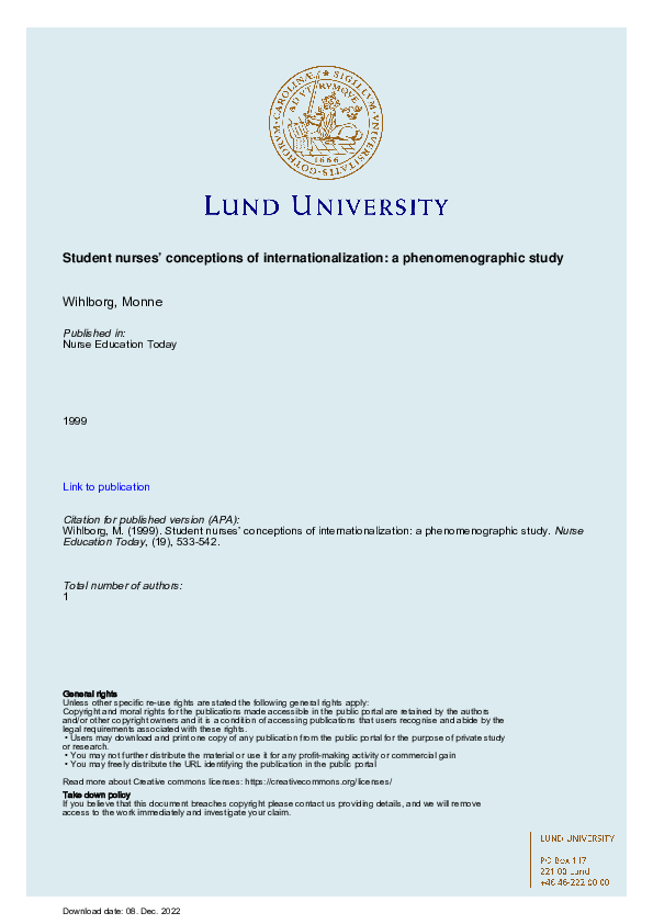 (PDF) Student nurses’ conceptions of internationalization: a ...