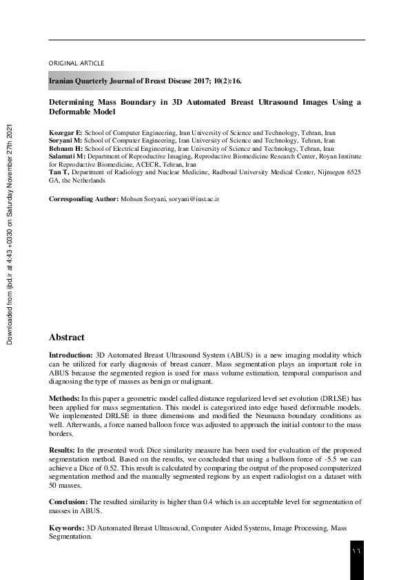 (PDF) Determining Mass Boundary in 3D Automated Breast Ultrasound ...
