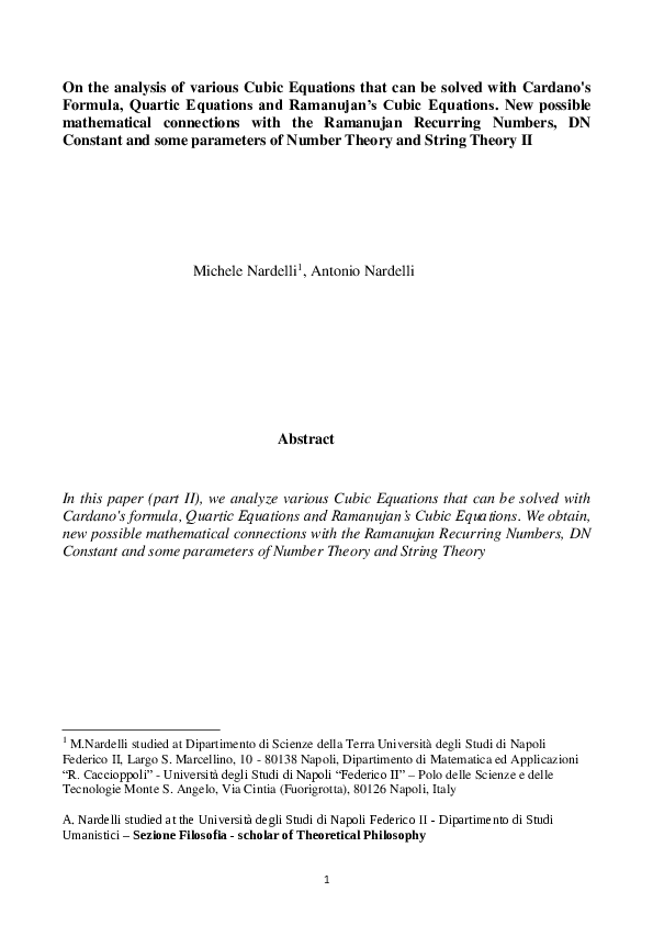 (PDF) On the analysis of various Cubic Equations that can be solved ...