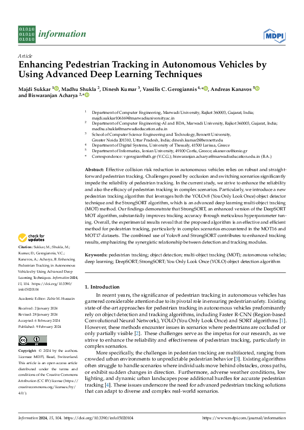 (PDF) Enhancing Pedestrian Tracking in Autonomous Vehicles by Using ...