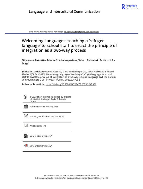 (PDF) Welcoming Languages: teaching a 'refugee language' to school ...