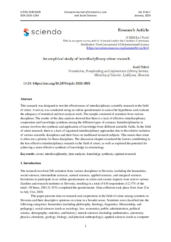 (PDF) An empirical study of interdisciplinary crime research