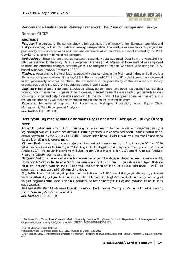 (PDF) Performance Evaluation in Railway Transport: The Case of Europe ...