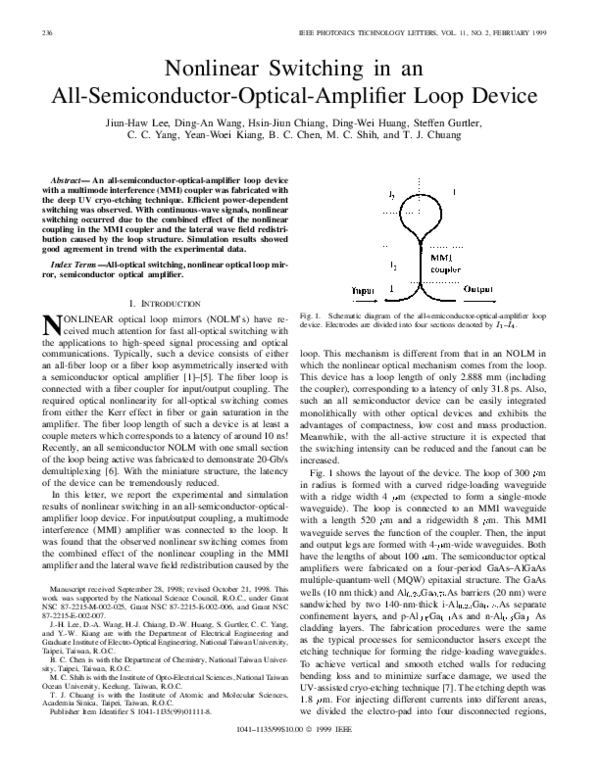 (PDF) Nonlinear switching in an all-semiconductor-optical-amplifier ...