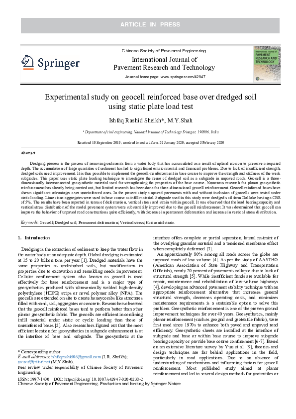 (PDF) Experimental study on geocell reinforced base over dredged soil ...