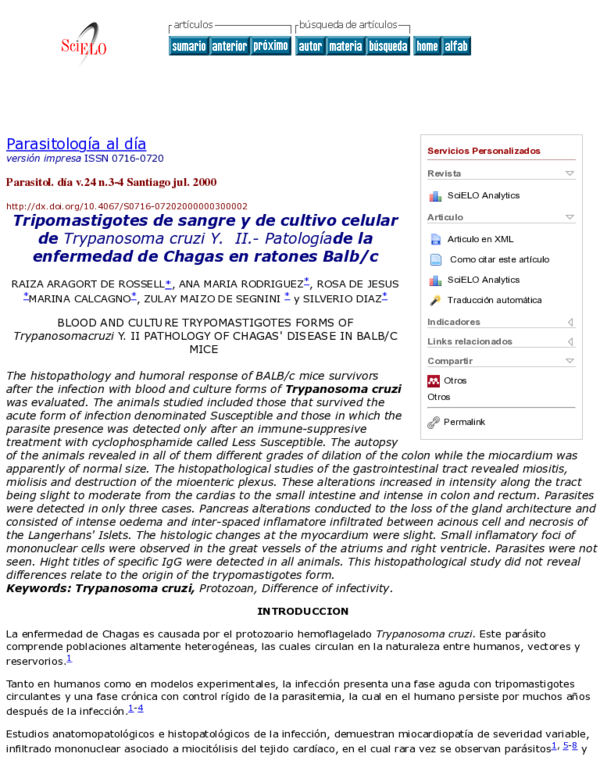 (PDF) Tripomastigotes de sangre y de cultivo celular de Trypanosoma ...
