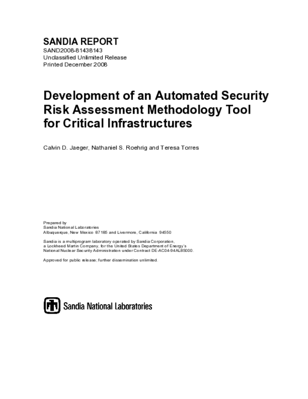 (PDF) Development of an Automated Security Risk Assessment Methodology ...