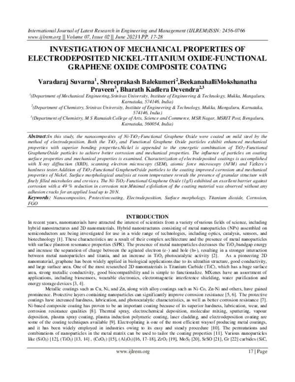 (PDF) Investigation of Mechanical Properties of Electrodeposited Nickel ...