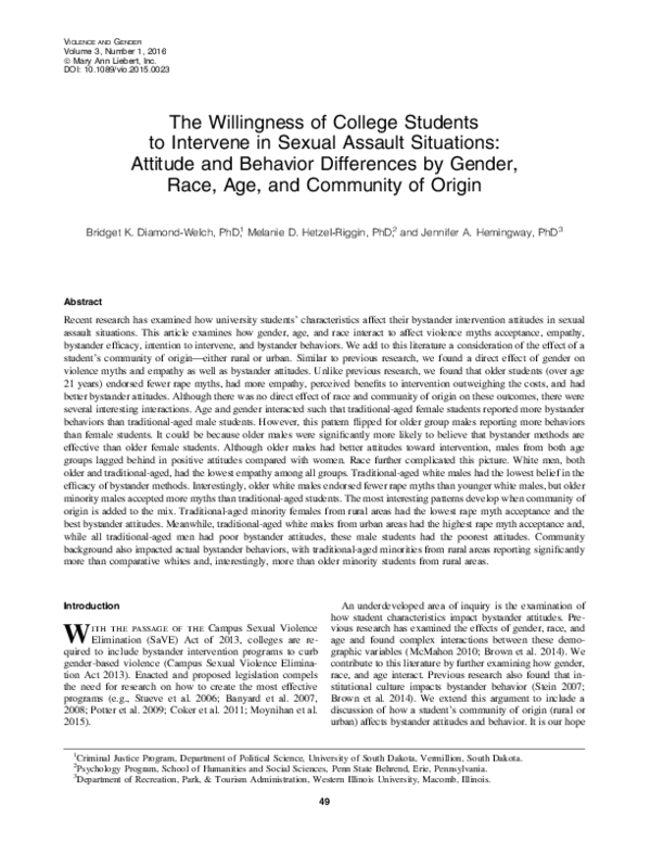 (PDF) The Willingness of College Students to Intervene in Sexual ...