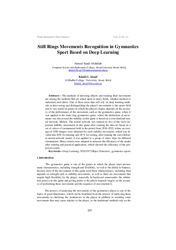 (PDF) Still Rings Movements Recognition in Gymnastics Sport Based on ...