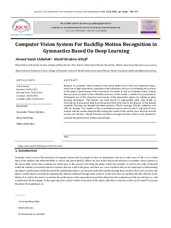 (PDF) Computer Vision System For Backflip Motion Recognition in ...