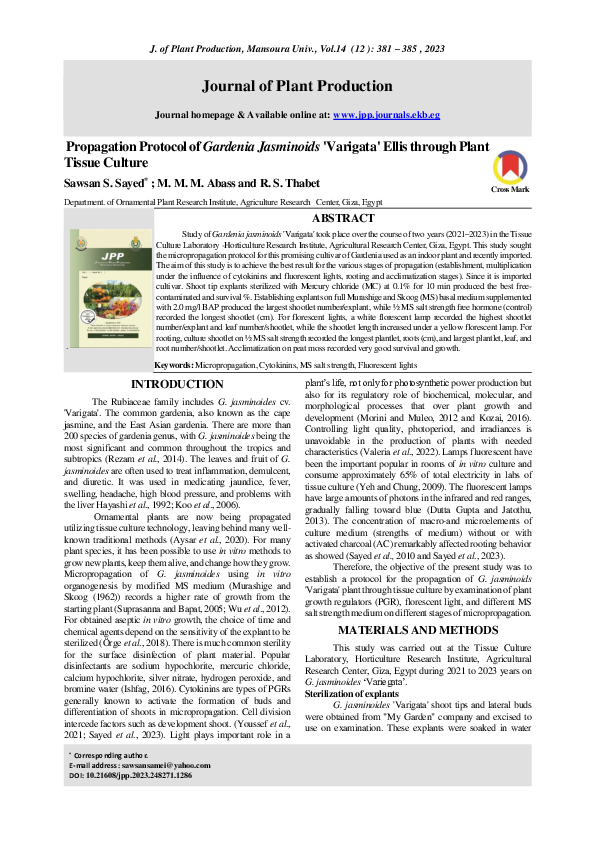 (PDF) Journal of Plant Production