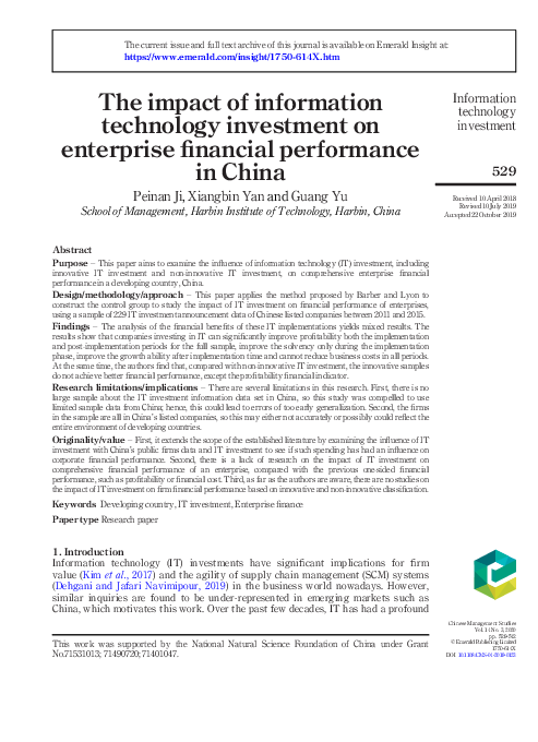 (PDF) The Impact of Information Technology Investment on Enterprise ...