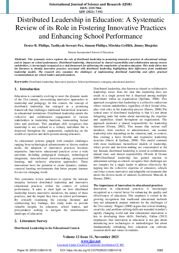 (PDF) Distributed Leadership in Education: A Systematic Review of its ...