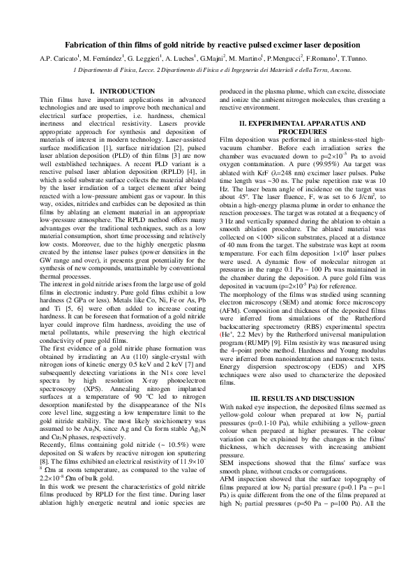 (PDF) Pulsed laser deposition of thin refractory metal nitride films