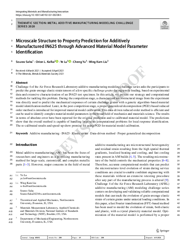 (PDF) Microscale Structure to Property Prediction for Additively ...