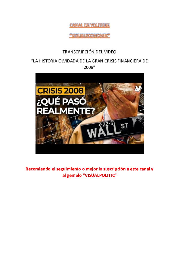 (PDF) LA HISTORIA OLVIDADA DE LA GRAN CRISIS FINANCIERA DE 2008