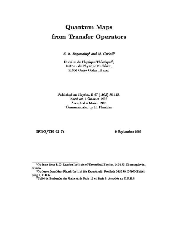 (PDF) Quantum Maps from Transfer Operators