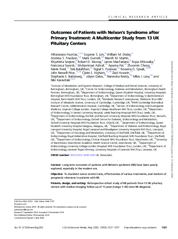 (PDF) Outcomes of Patients with Nelson’s Syndrome after Primary ...