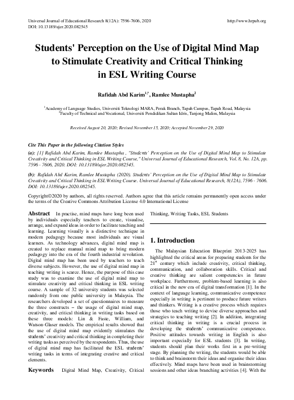 (PDF) Students' Perception on the Use of Digital Mind Map to Stimulate ...