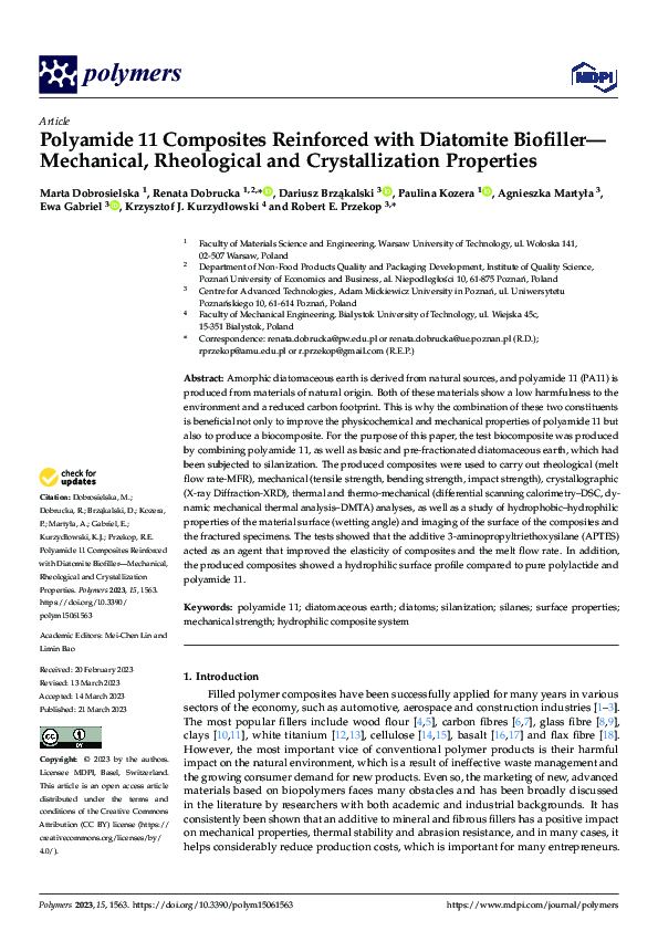 (PDF) Polyamide 11 Composites Reinforced with Diatomite Biofiller ...