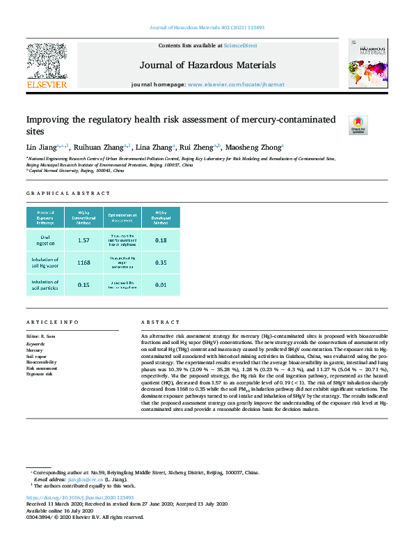 (PDF) Improving the regulatory health risk assessment of mercury ...