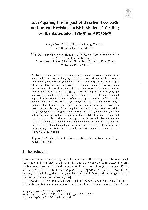 (PDF) Investigating the impact of teacher feedback on content revisions ...