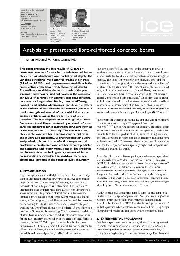 (PDF) Analysis of prestressed fibre-reinforced concrete beams