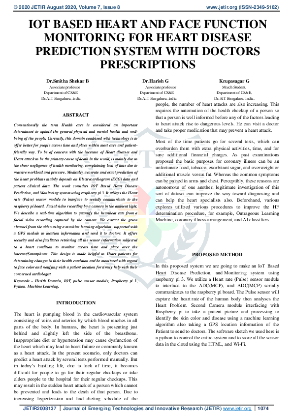 (PDF) Iot Based Heart and Face Function Monitoring for Heart Disease ...