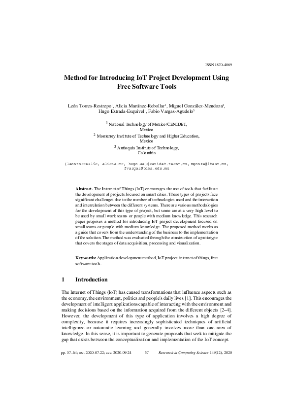 (PDF) Method for Introducing IoT Project Development Using Free ...
