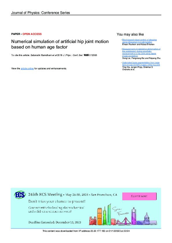 (PDF) Numerical simulation of artificial hip joint motion based on ...