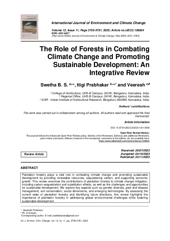 (PDF) The Role of Forests in Combating Climate Change and Promoting ...