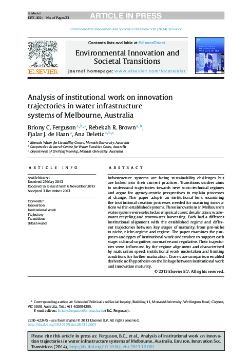 (PDF) Analysis of institutional work on innovation trajectories in ...