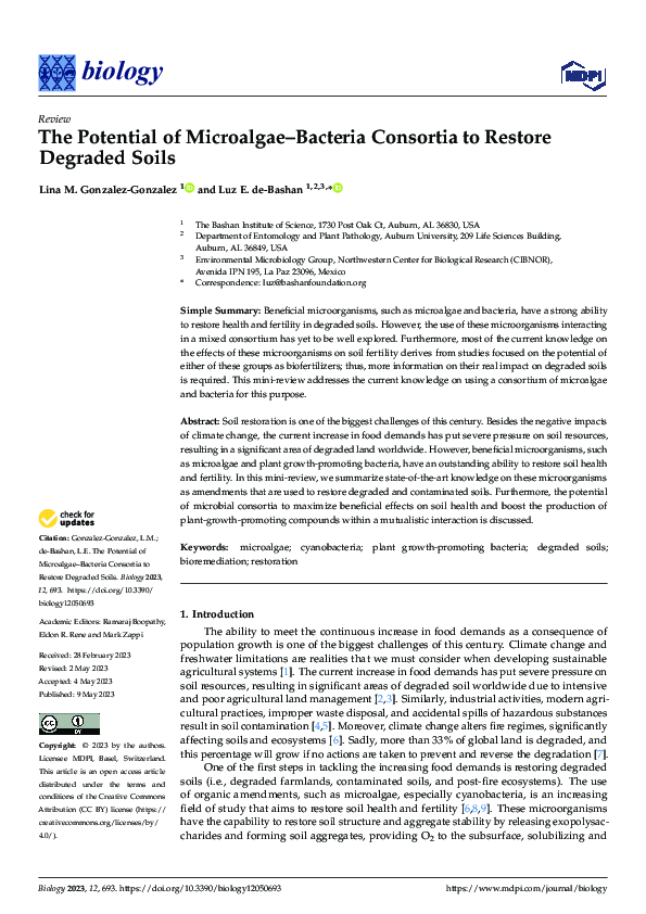 (PDF) The Potential of Microalgae–Bacteria Consortia to Restore ...