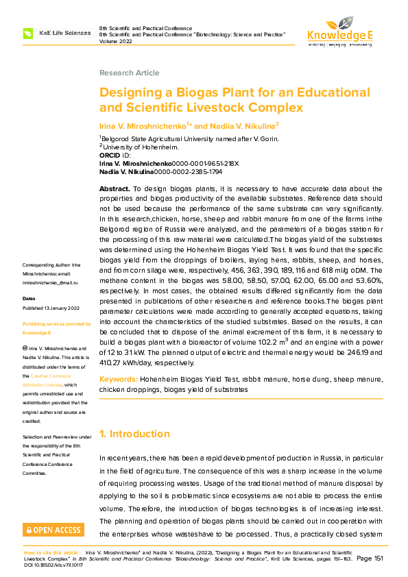 (PDF) Designing a Biogas Plant for an Educational and Scientific ...