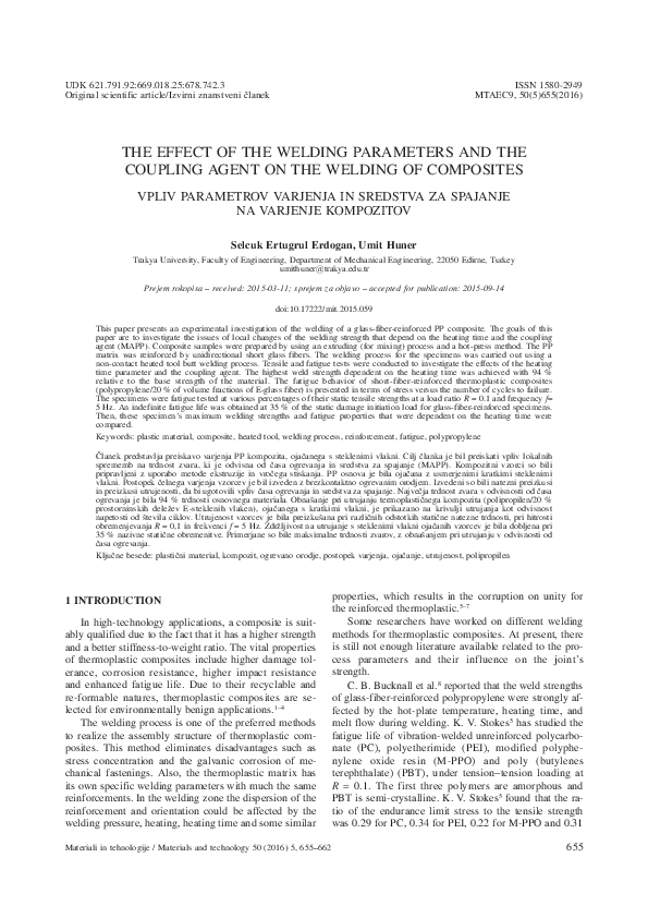(PDF) The effect of the welding parameters and the coupling agent on ...