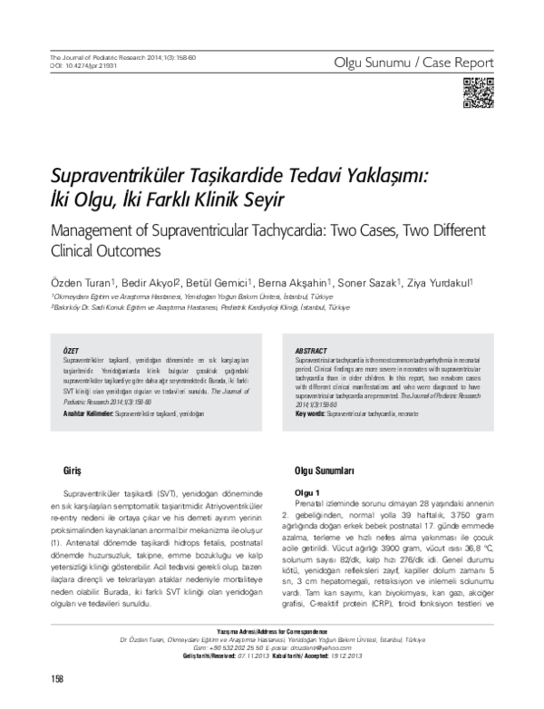 (PDF) Management of Supraventricular Tachycardia: Two Cases, Two ...