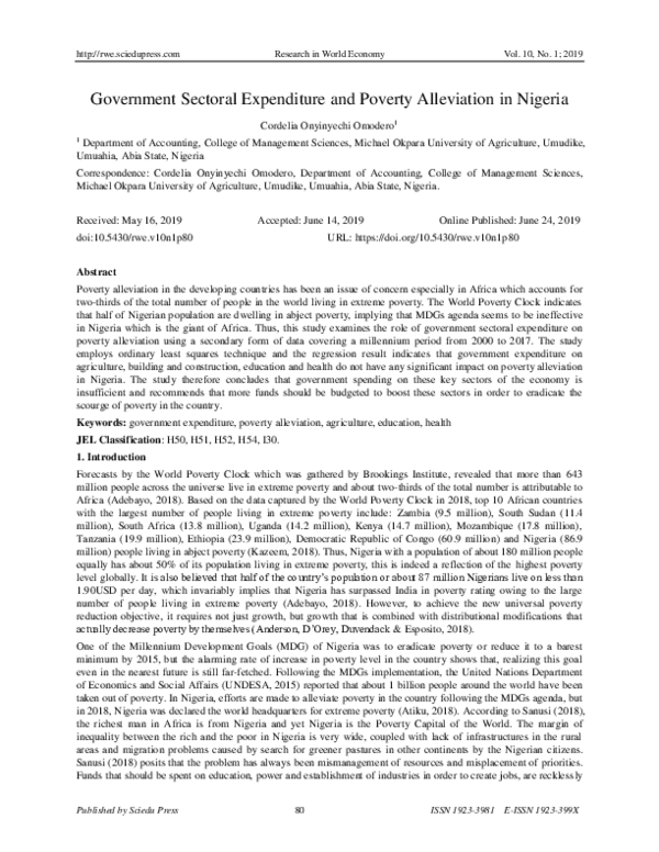 (PDF) Government Expenditure and Poverty Reduction in Nigeria