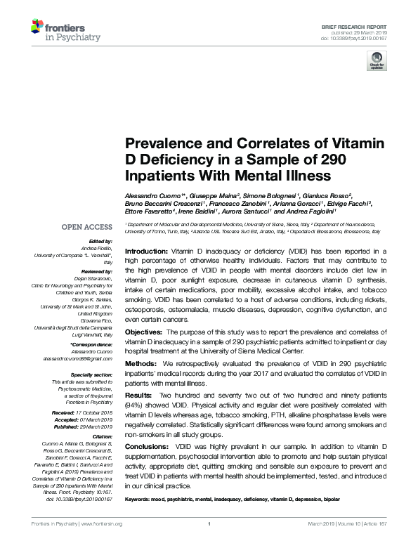 (PDF) Prevalence and Correlates of Vitamin D Deficiency in a Sample of ...