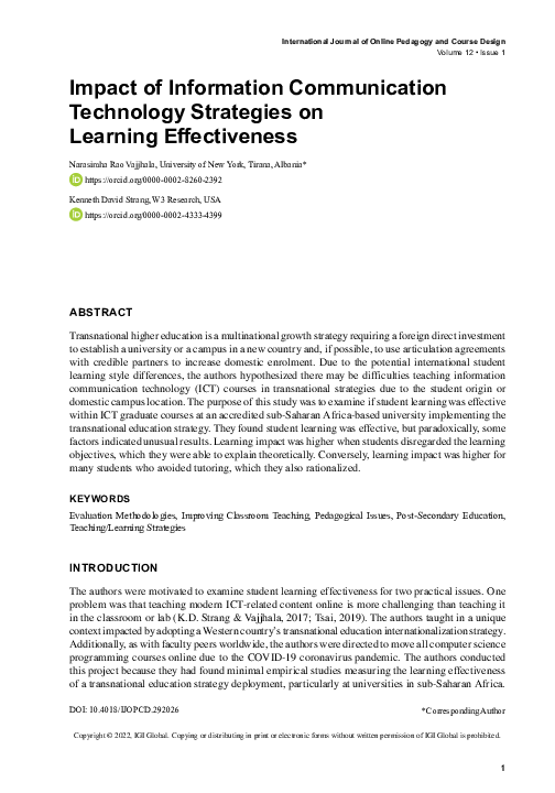 (PDF) Impact of Information Communication Technology Strategies on ...