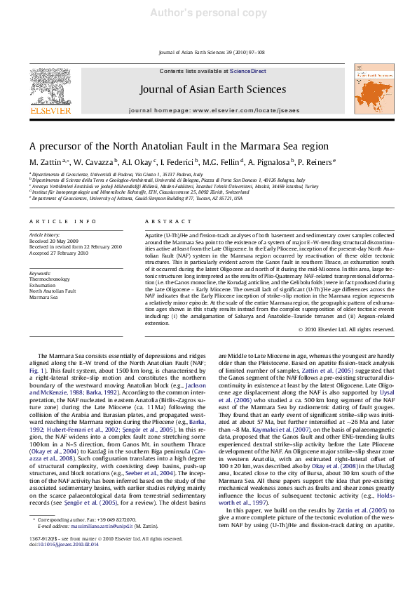 (PDF) A precursor of the North Anatolian Fault in the Marmara Sea region