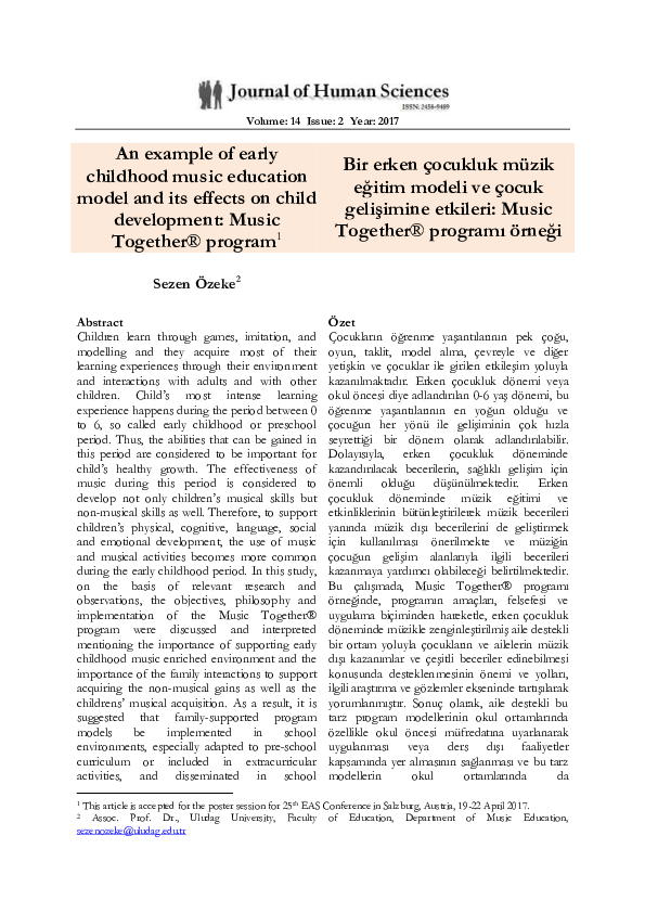 (PDF) An example of early childhood music education model and its ...