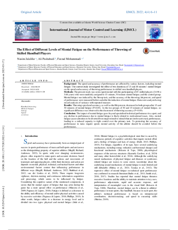 (PDF) The Effect of Different Levels of Mental Fatigue on the ...