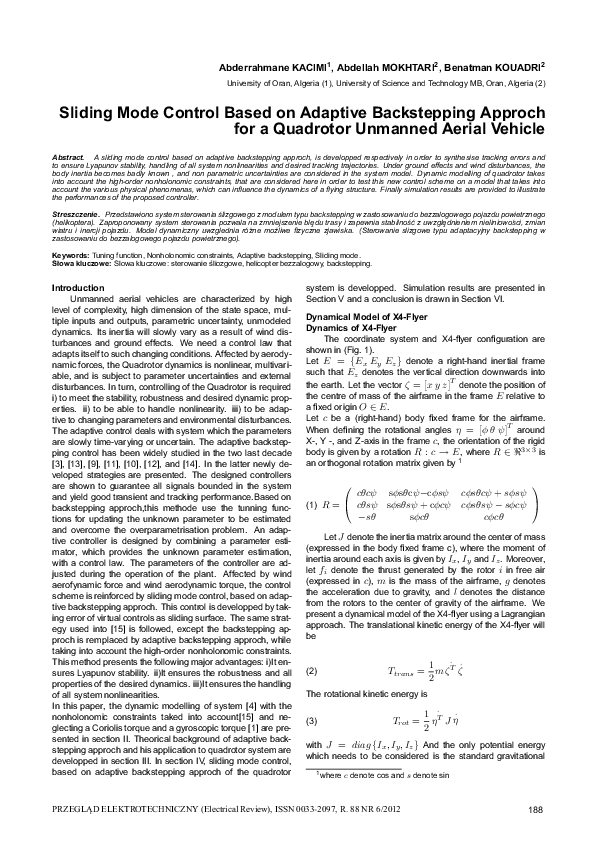 (PDF) Sliding Mode Control Based on Adaptive Backstepping Approch for a ...