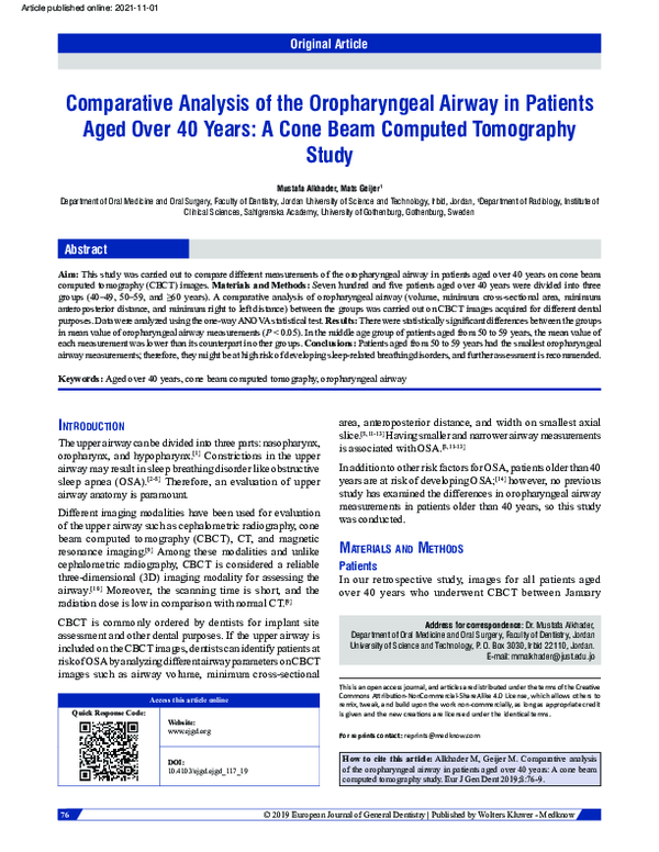 (PDF) Comparative analysis of the oropharyngeal airway in patients aged ...