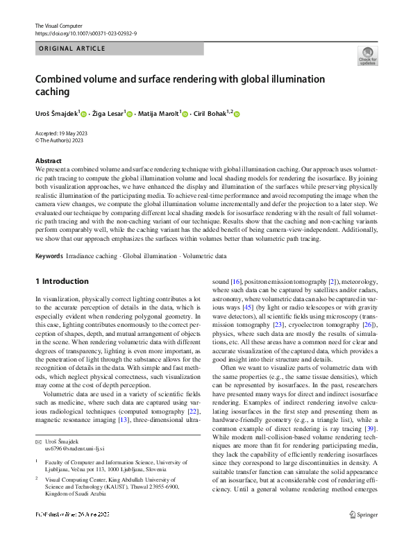 (PDF) Combined volume and surface rendering with global illumination ...