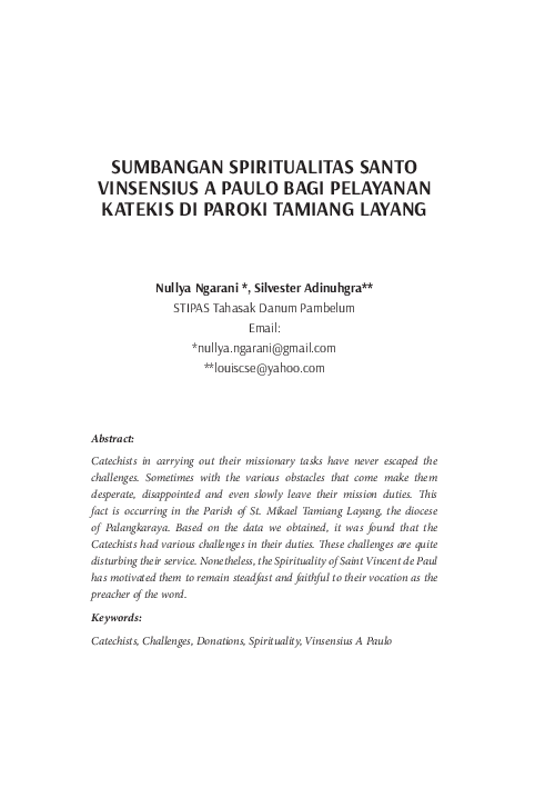 (PDF) Sumbangan Spiritualitas Santo Vinsensius a Paulo Bagi Pelayanan ...