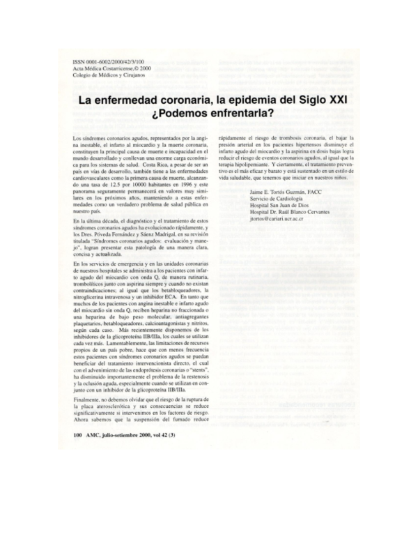 (PDF) La enfermedad coronaria, la epidemia del Siglo XXI ¿Podemos ...